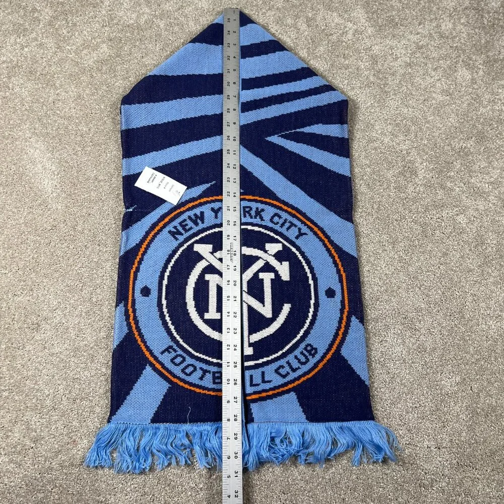 Adidas Unisex OSFA Blue Orange Winter‎ Fringe New York City FC MLS Scarf NWT